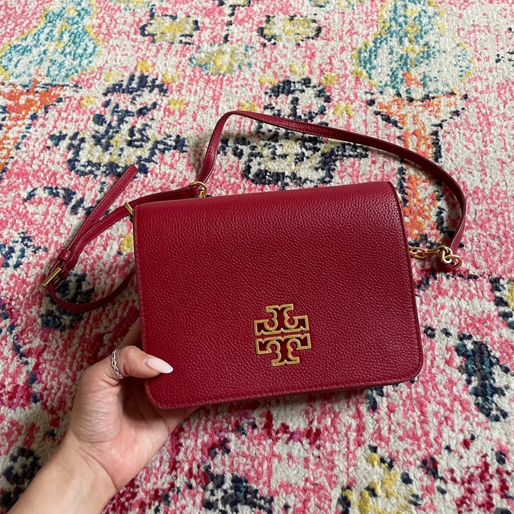Tory Burch Britten Combo red & gold crossbody bag